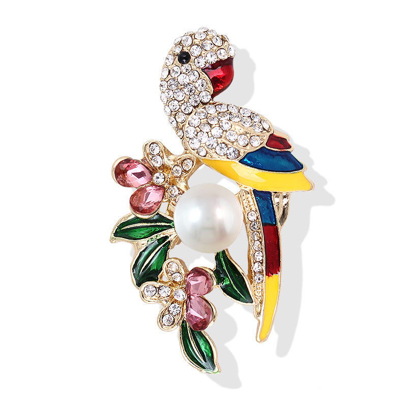 Elegant Bird Pearl Brooch