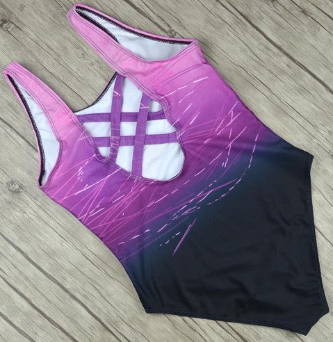Professional Big Size One-Piece Vintage High Top Swimwear - Bandage Neck Criss Back (S-XXXL, Sunbathing Design)