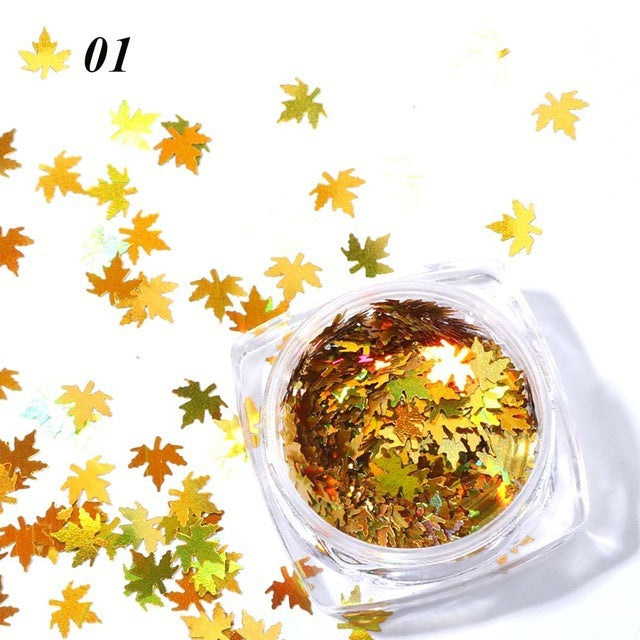 Autumn Maple Leaf 3D Sequins - Mixed Color Gradient | Leaf Drop Design 1 Box Set