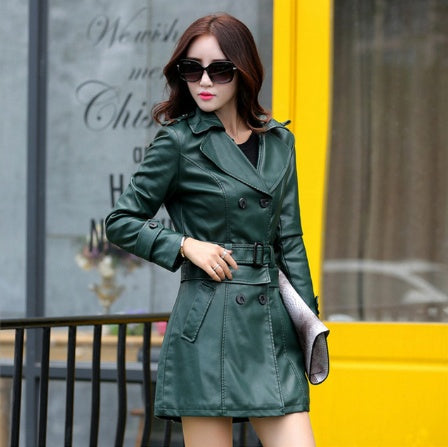 Trench slim en cuir PUrench