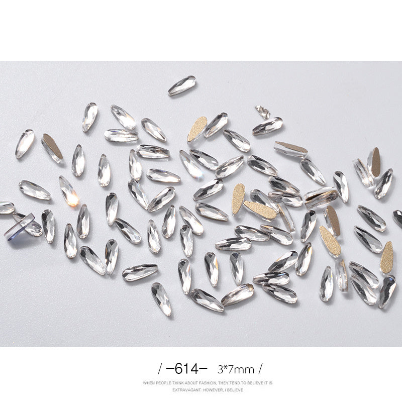 3D Water Drop Rhinestones - 10 Pieces 7x3mm | 3g Acrylic 12 Color Options