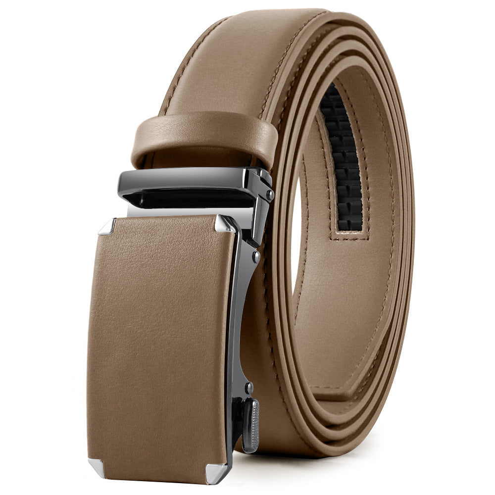 Men's Fashion Veneer Automatic Alloy Buckle Cowhide Belt - Sophisticated Elegance