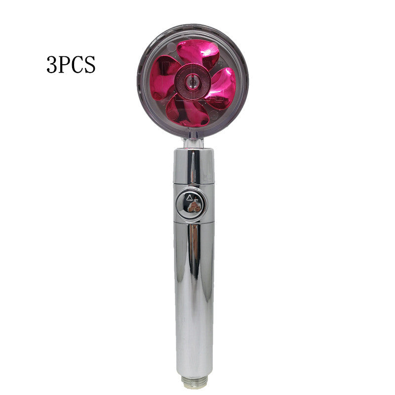 Pommeau de douche à hélice avec bouton d'arrêt et filtre en coton, buse de douche à main haute pression turbocompressée