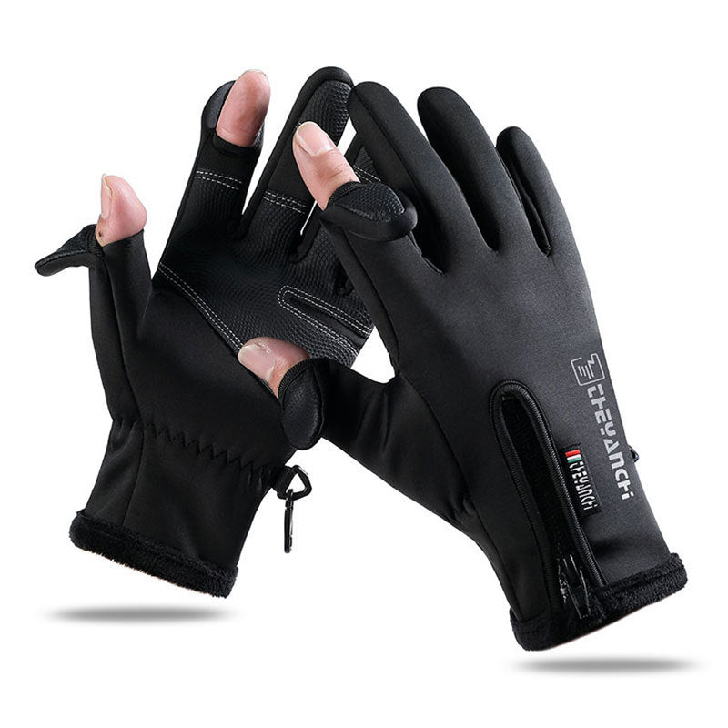 Handskar med öppna fingrar, pekskärm, unisex, vattentäta, vindtäta, varma vinterhandskar, för cykling, fiske, skidåkning