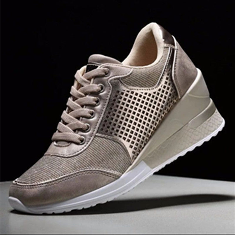 Platform Lace-Up Sneakers - Wedge Heel Athletic Shoes - Elevation Collection