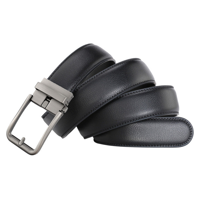 Men's Leather Automatic Buckle Simple Hollow Design Belt - Architectural Elegance
