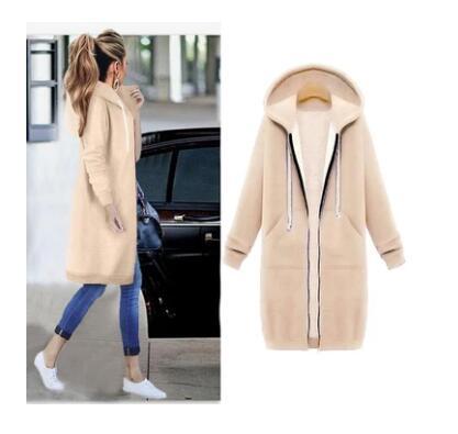 Sweat à capuche long hiver tröja kvinnors jacka et long tjock skjorta