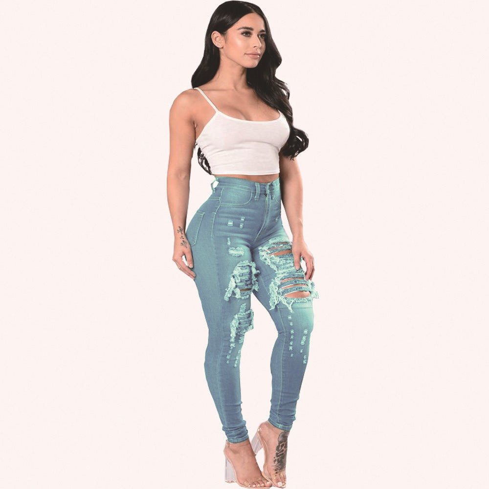 Jeans déchirés pour femmes, pantalons skinny