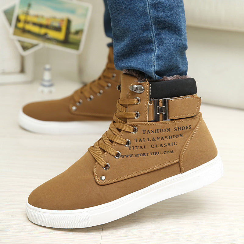 DEKABR 2021 Hot Men Skor Mode Varm Päls Vinter Män Stövlar Höst Läder Skor För Man Nya High Top Canvas Casual Skor Män