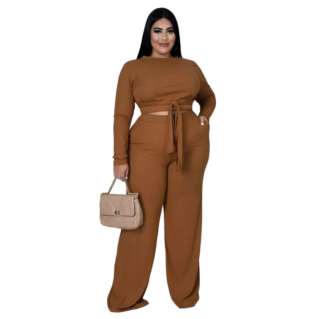 Fashion Plus Size Damkläder Pit Strip tygrem i två delar