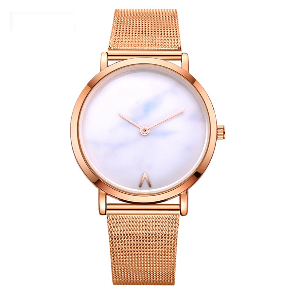 Vansvar Fashion Brand Silver And Gold Mesh Band Creative Marble Wristwatch Casual Women Quartz Watches Gift Relogio Feminino - Elegant Stylish Functional Unique Sophisticated Must-Have
