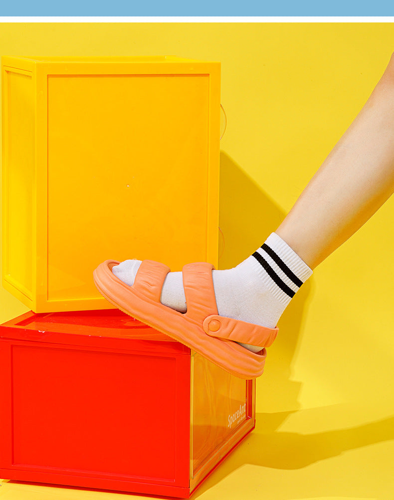 Qingchen Retro Folded Two Wears Bathroom Bathing Home Summer Anti Slip Slippers
