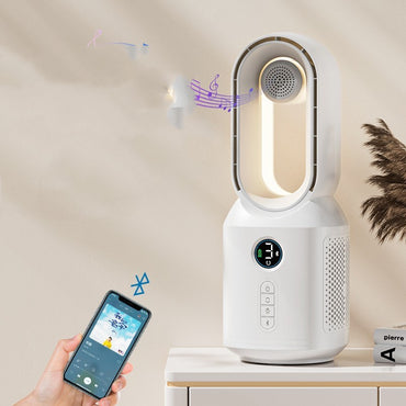 Ny multifunktionell bladlös fläkt Bluetooth-högtalare LED-nattlampa för heminredning