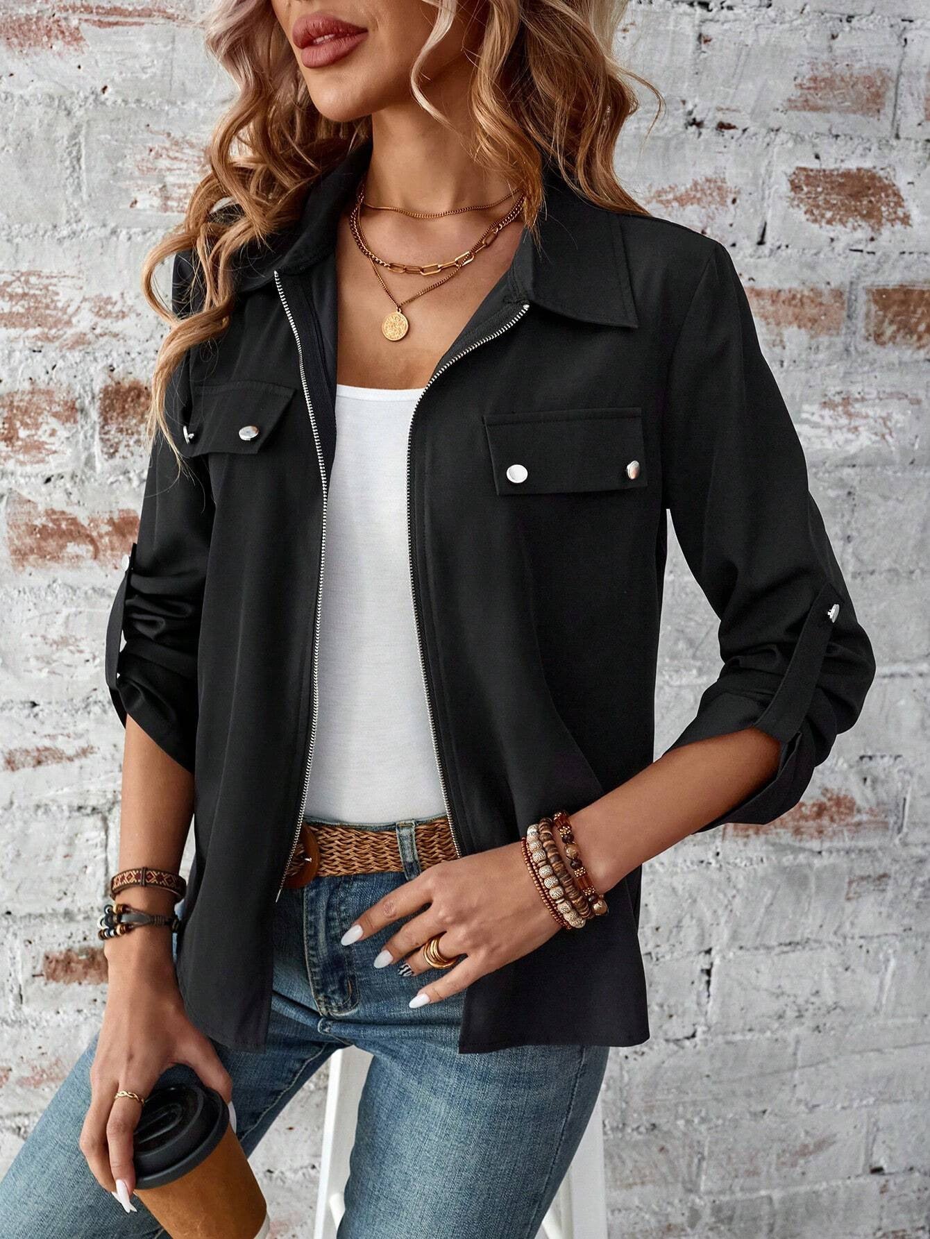 Spring, Autumn And Winter New Lapel Zipper Cardigan Outerwear