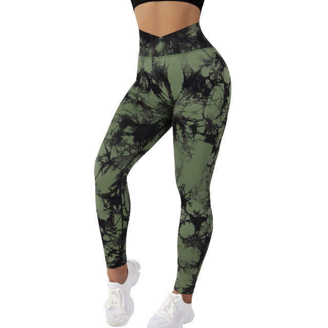 Seamless Tie Dye Leggings Women Yoga Pants Push Up Sport Fitness Running Gym Leggings - Artistic Performance