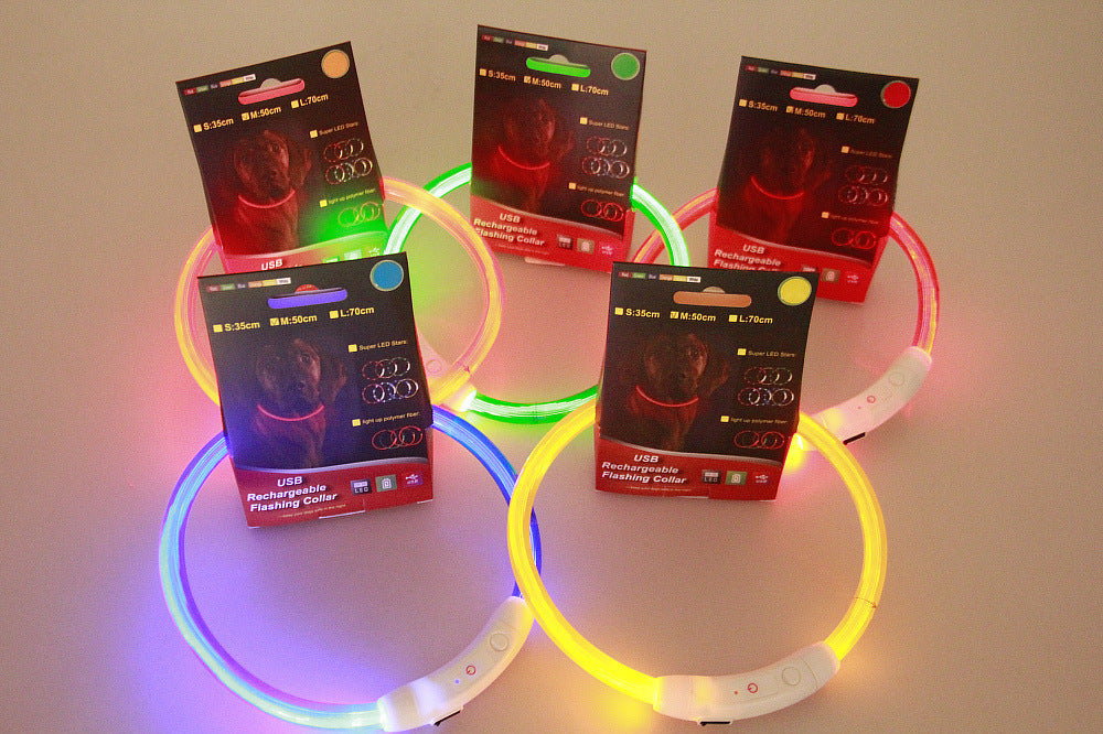 Husdjur blinkande krage USB uppladdningsbart glödande halsband Säkerhet krage Light upp krage för natt gång elektrisk hund krage neon