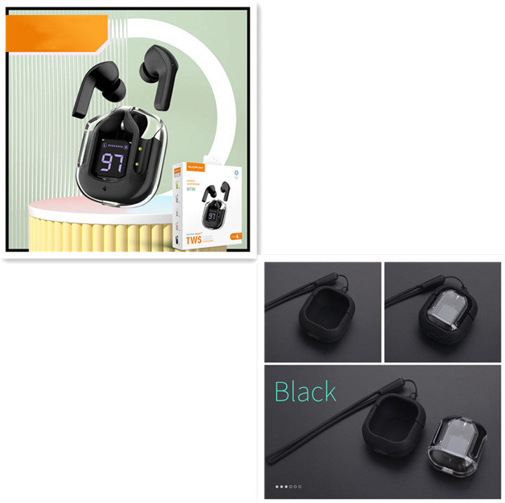 Nytt Mini Transparent trådlöst Bluetooth Headset Digital Display ENC brusreducering True Wireless Sports Music