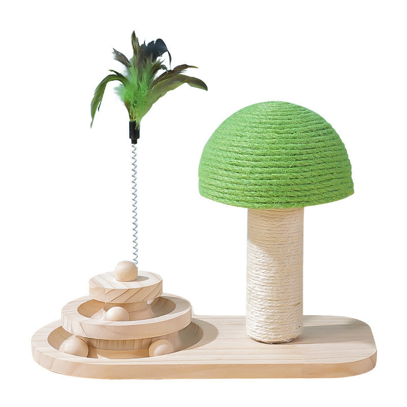 Cat Tree Toy Scratch Post - Interactive Wooden Cat Furniture with Sisal Balls