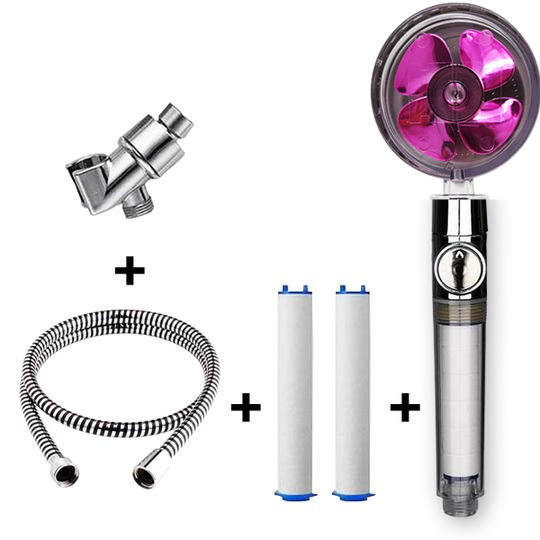 Pommeau de douche à hélice avec bouton d'arrêt et filtre en coton, buse de douche à main haute pression turbocompressée