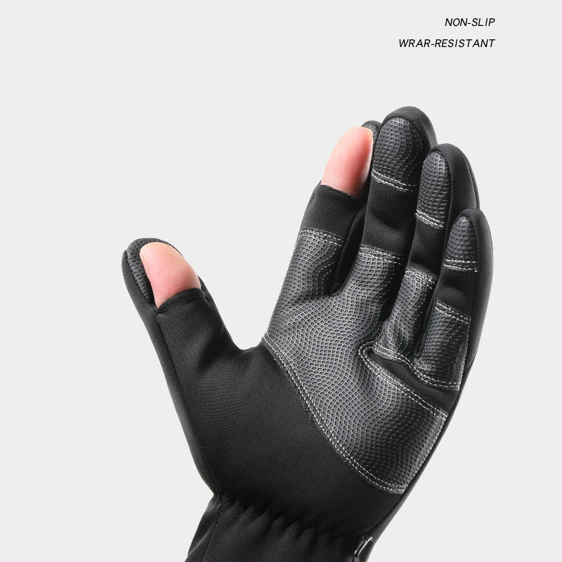 Handskar med öppna fingrar, pekskärm, unisex, vattentäta, vindtäta, varma vinterhandskar, för cykling, fiske, skidåkning