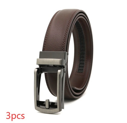 Men's Fake Needle Automatic Buckle Cowhide Belt - Detailed Sophistication