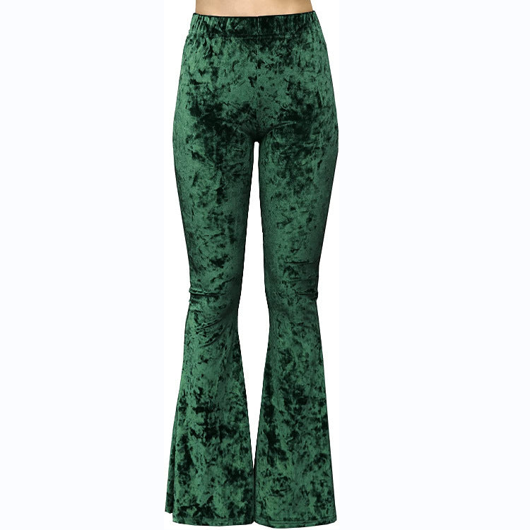 High Waist Stretch Print Blooming Bell-bottom Pants Casual - Blooming Beauty