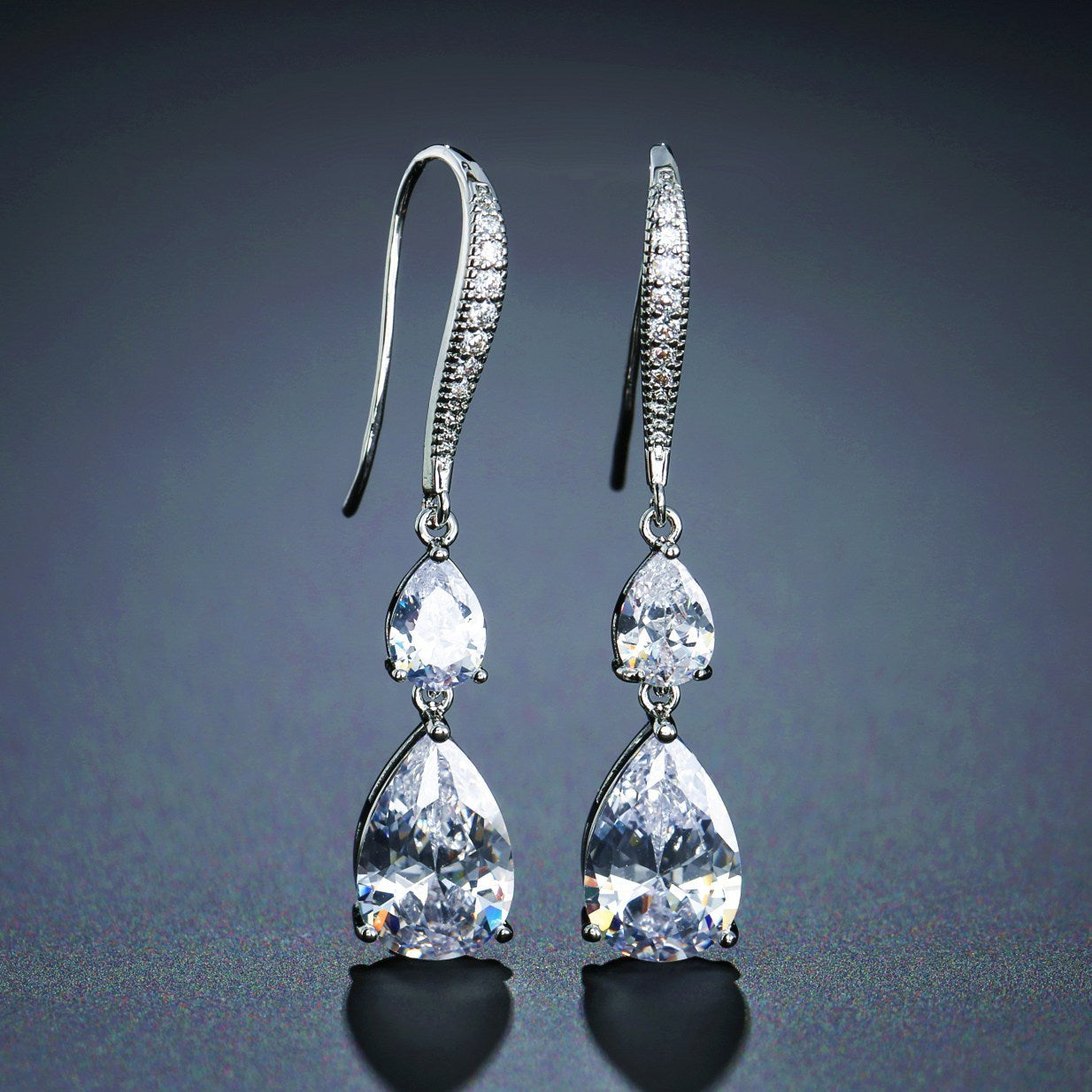 RAKOL Simple Long Exquisite Water Drop Zircon Female Simple Banquet All-match Earrings