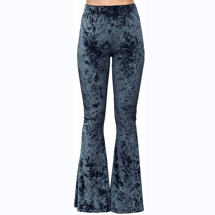 High Waist Stretch Print Blooming Bell-bottom Pants Casual - Blooming Beauty