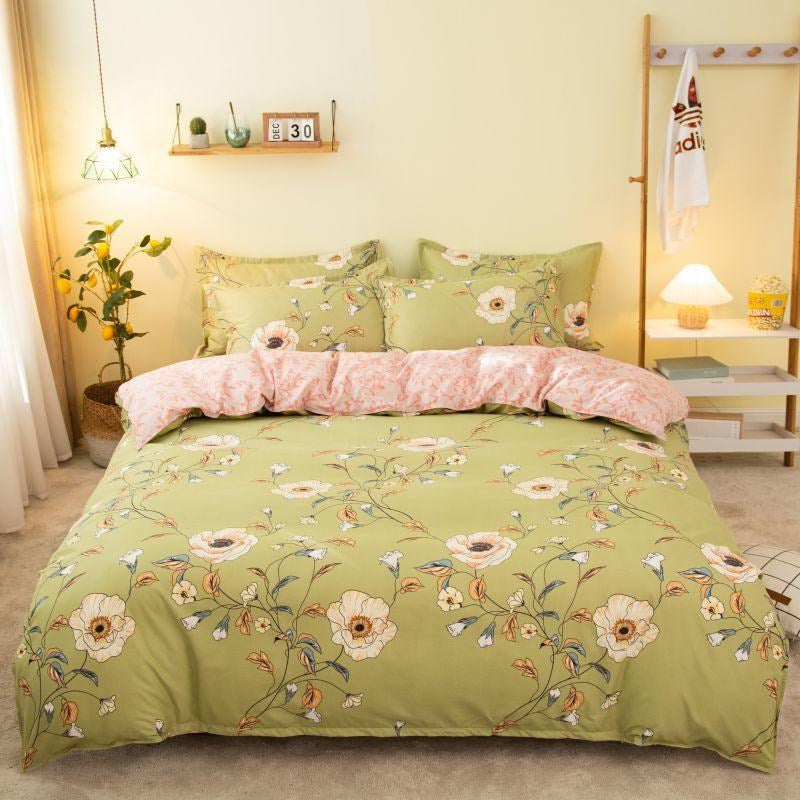 Cover Set Säng Bomull Quilt Sänglakan Sängkläder Täcke Monterad