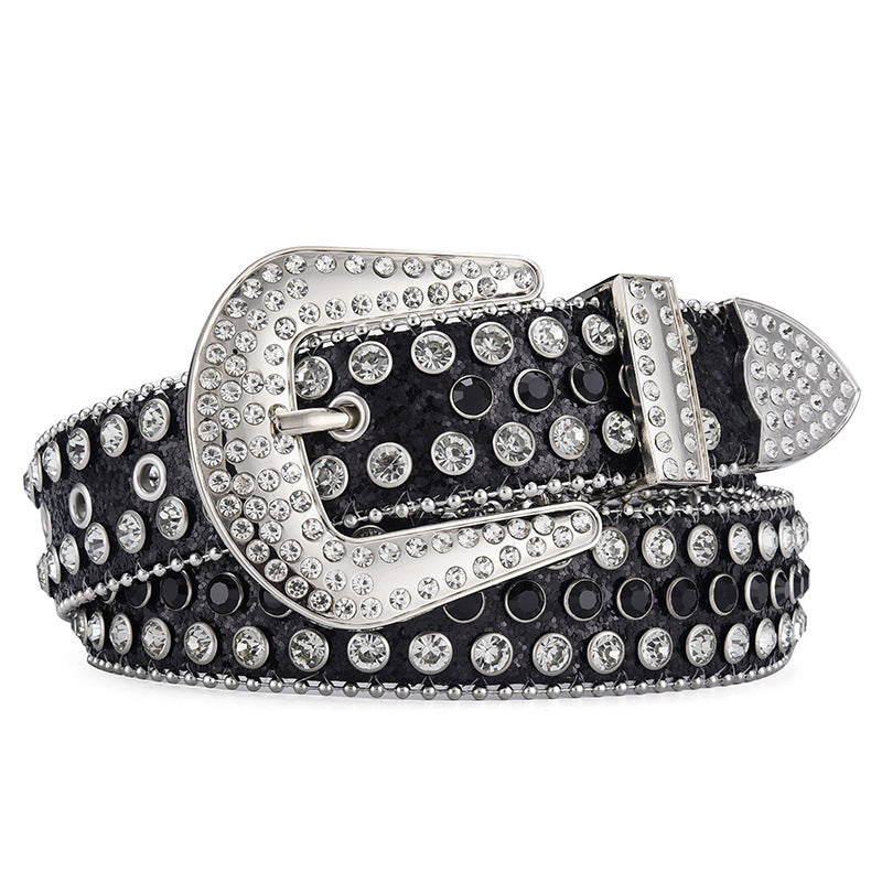 Unisex Alloy Punk Rock Rivet Rhinestone Belt - Rebellious Edge