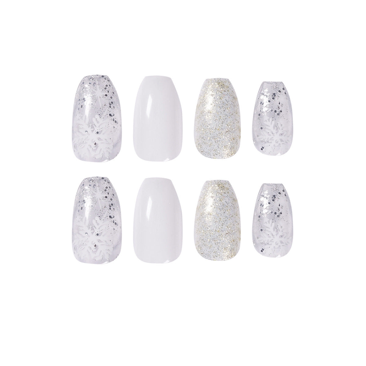 Ice Glitter Short Ballet Press-On Nails - JP921 Design | 24 Pieces Set