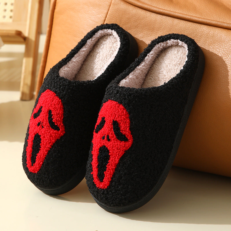 Halloween Skull Print Slippers - Spooky Winter Shoes - Gothic Collection