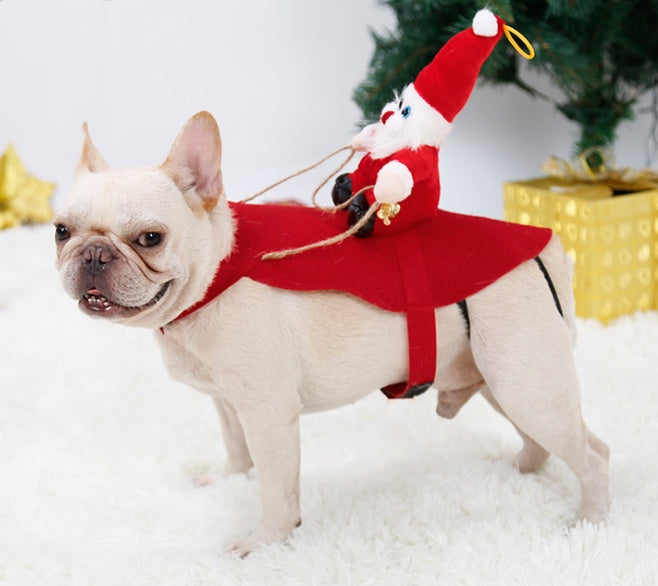 Vêtements de Noël pour chien Père Noël chevauchant un cerf