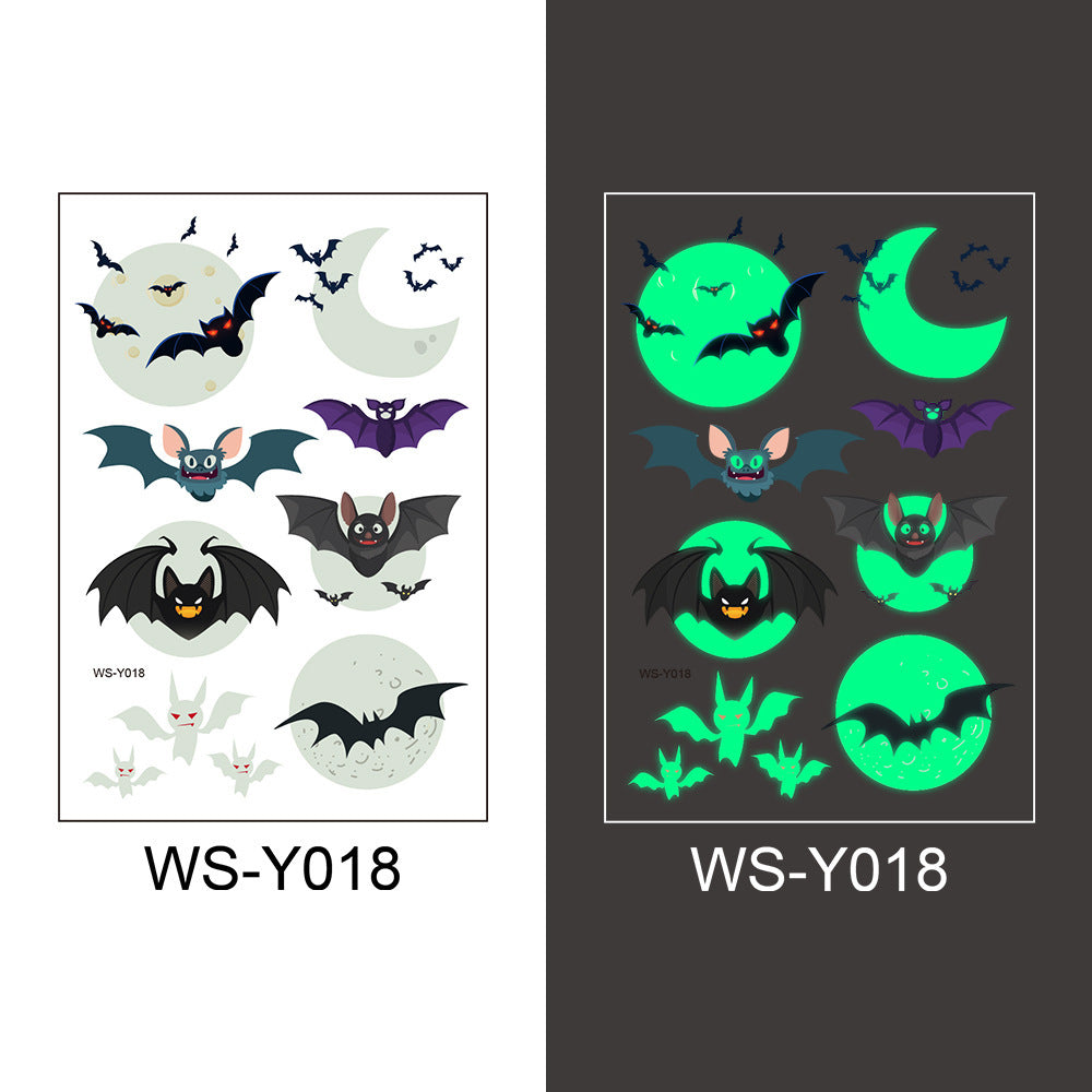 Halloween Glowing Bats Tattoo Stickers Fake Tattoos Paste on Face Arm Leg for Kids Body Art Sticker