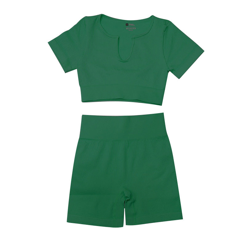 Ensemble de vêtements de Yoga sans couture, haut de sport à manches courtes, t-shirt, débardeur de Yoga