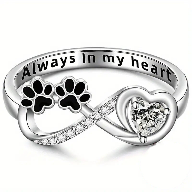 Small Dog Paw Prints Ring