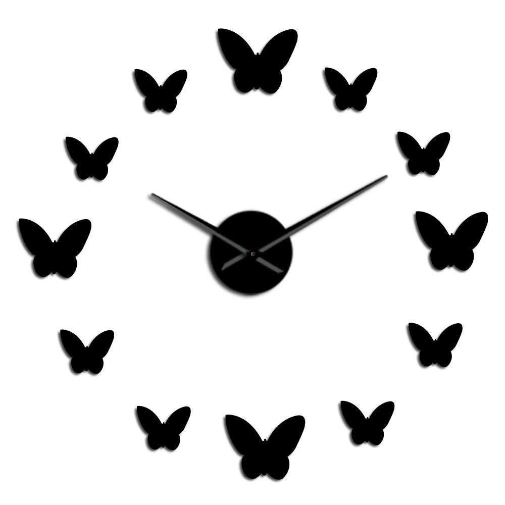 Horloge murale miroir 3D papillon, salon chambre à coucher, décoration de la maison, grande horloge