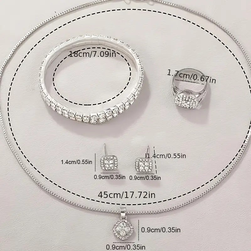 Women's Diamond Fashion Roman Quartz Watch - 5-Piece Set