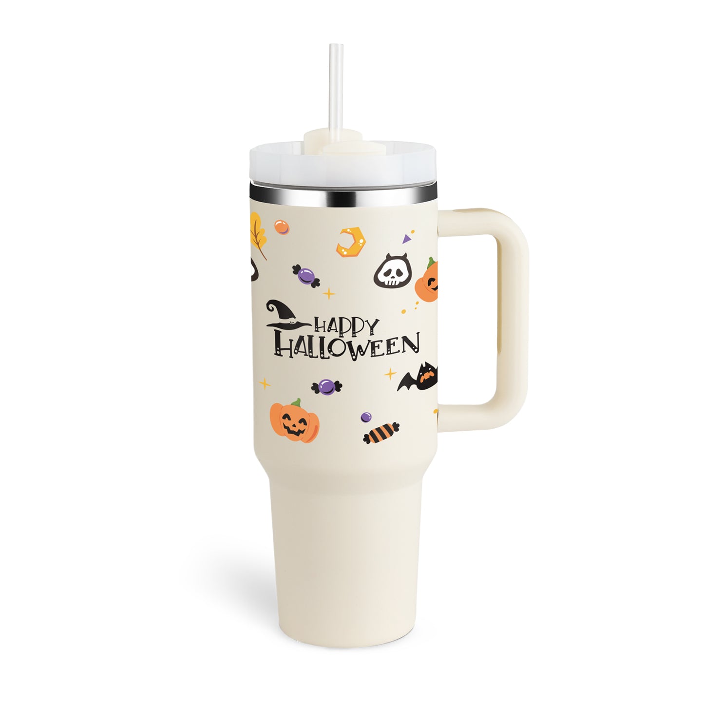 Alla hjärtans dag present termisk mugg 40 oz halm kaffe isoleringskopp med handtag Bärbar bil rostfritt stål vattenflaska stor kapacitet Resa BPA fri termisk mugg