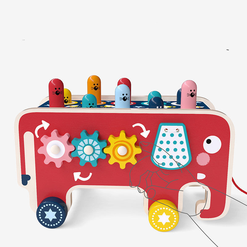 Montessori Children Wood Hammering Bench Animal Bus Toys Early Education Set Gifts for Kids Musical Instrument