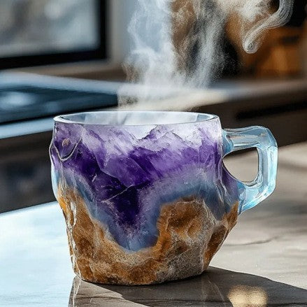 400ml kaffemuggar i hartskristall med handtag, elegant falsk mineralkristallkopp för arbetsplats, heminredning, julklapp, köksredskap
