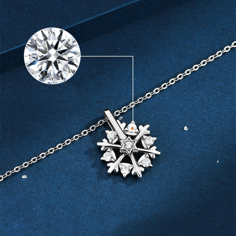 Roterbart 925 Silver Snowflake Halsband Kvinnor Lyx Nisch Design Glänsande Strasssmycken Höst och vinter Födelsedagspresent till vänner