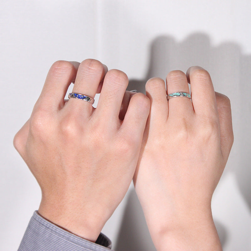 Bagues de couple étoiles montagnes et mers pour hommes et femmes