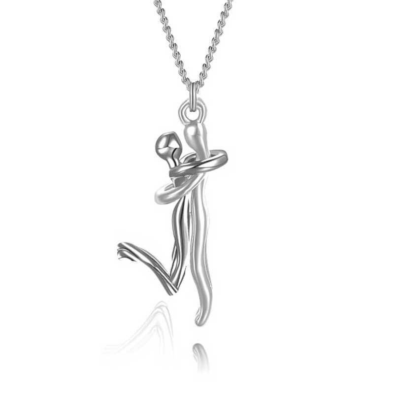 18K Kärlek Kram Halsband Par Årsdag Alla hjärtans dag Gåva Mode Enkelt Temperament Nyckelbenskedja Hänge Halsband