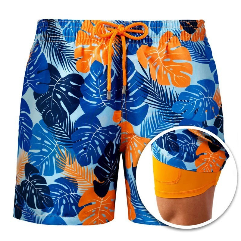 Herr Mönstrade Strandshorts Sportiga Dubbla Lagershorts Sommar