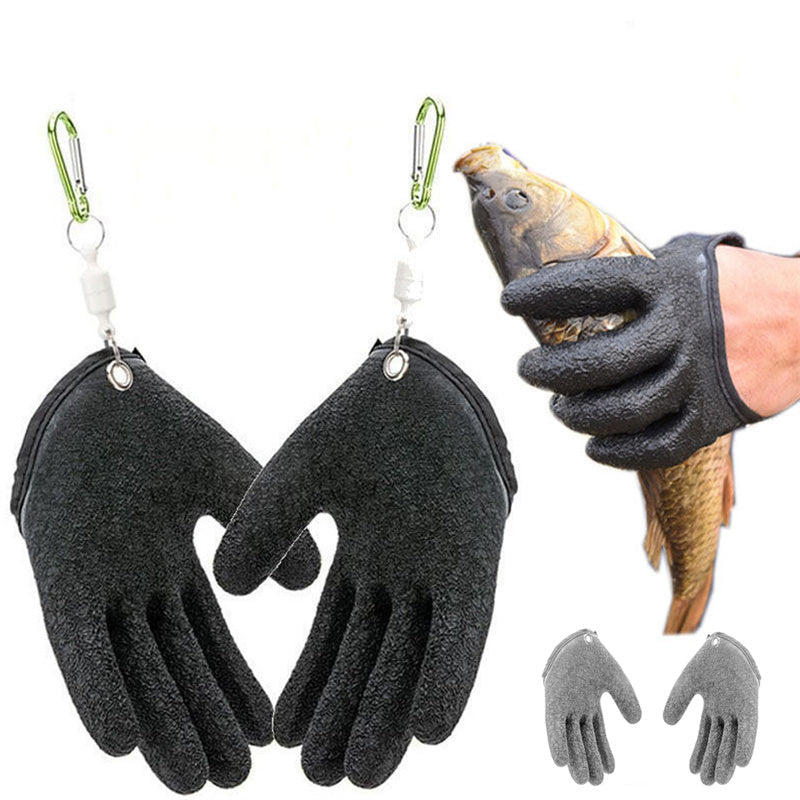 Fiskehandskar Anti-halk Skydda handen från punktering repor Fisherman Professional Catch Fish Latex Jakthandskar Vänster Höger