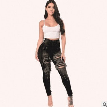 Jeans déchirés pour femmes, pantalons skinny