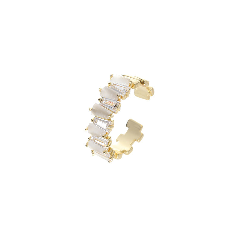 Real Gold Plating Small Diamond Opal Ring For Women