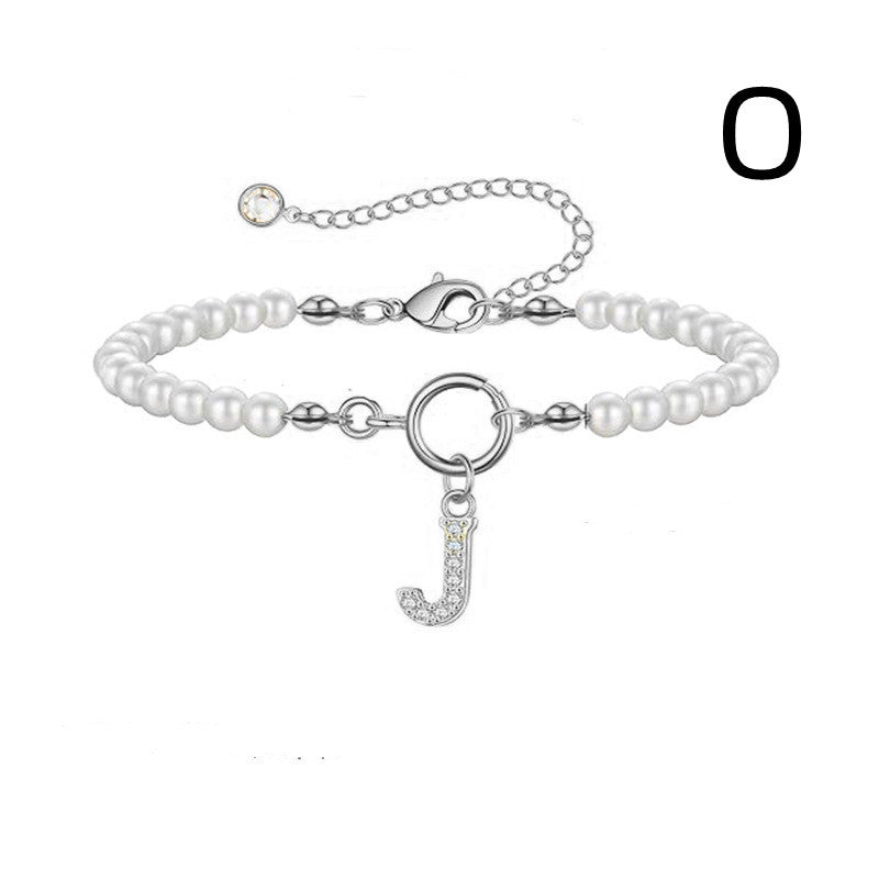 2024 Nytt Mode Toggle Lock Initial Armband Kvinnor AZ Bokstav Hänge 6mm Pärlarmband För Kvinnor Smycken Gåva