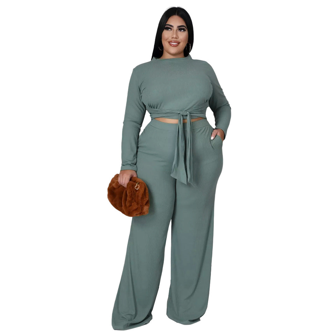 Fashion Plus Size Damkläder Pit Strip tygrem i två delar
